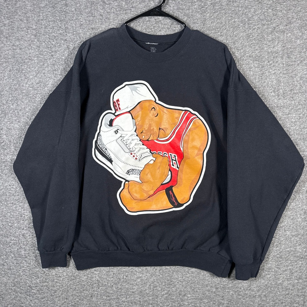 Bobby Fresh Sweatshirt Mens XL Black Jordan Sneaker Shoe Fetish Graphic Pullover